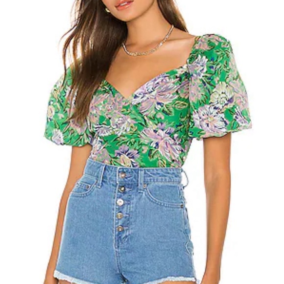 ASTR GREEN FLORAL SHIRT SMALL - Picture 7 of 7